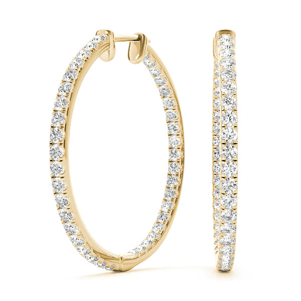 18K Yellow Gold Diamond Fashion Hoop Earrings