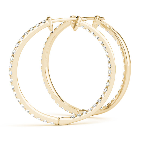 18K Yellow Gold Diamond Fashion Hoop Earrings