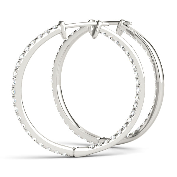 14K White Gold Round Diamond Fashion Earrings