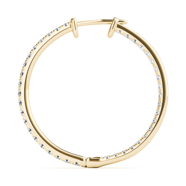 18K Yellow Gold Diamond Fashion Hoop Earrings