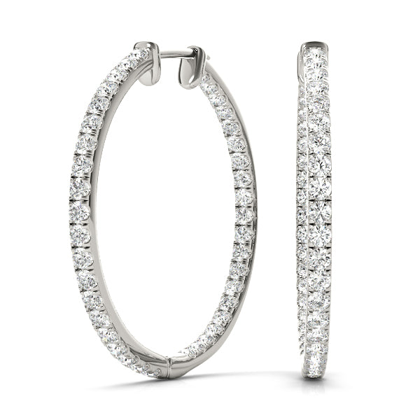 Platinum Diamond Fashion Hoop Earrings - 1/3 ctw