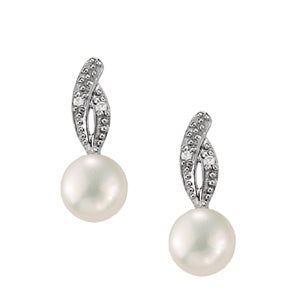 Pearl & Diamond Accent Stud Earrings
