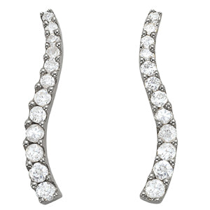 14K White Gold Diamond Journey Earrings