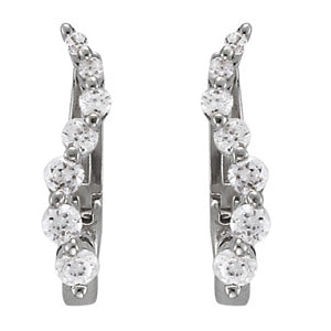 14K White Gold Round Diamond Fashion Earrings