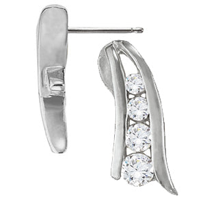 14K White Gold Diamond Journey Earrings