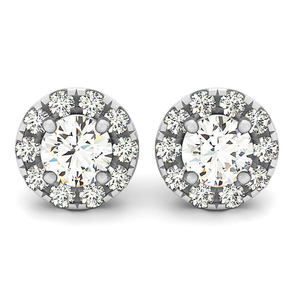 Platinum Diamond Halo Stud Earrings 3/4 CT