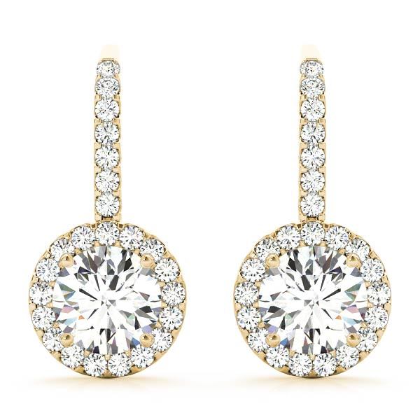 14K Yellow Gold Round Diamond Halo Earring Set