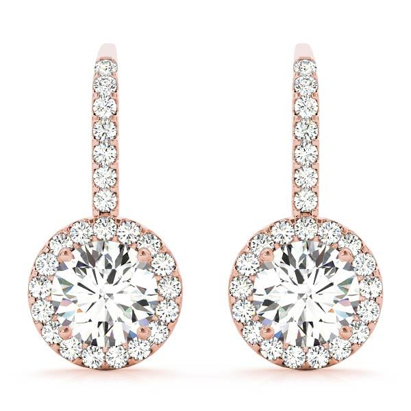 18K Rose Gold 1ct Diamond Halo Stud Earrings