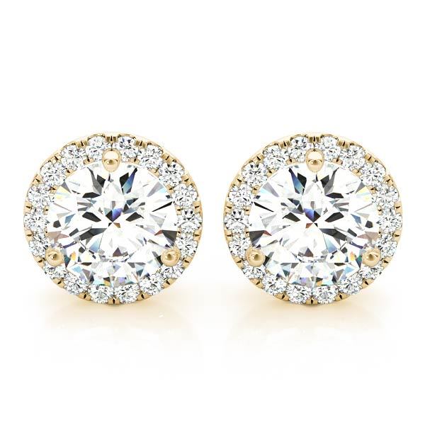 14K Yellow Gold Diamond Halo Stud Earrings