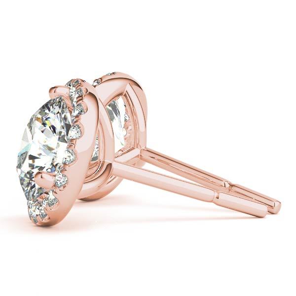 18K Rose Gold Diamond Halo Stud Earrings 1/6 ctw