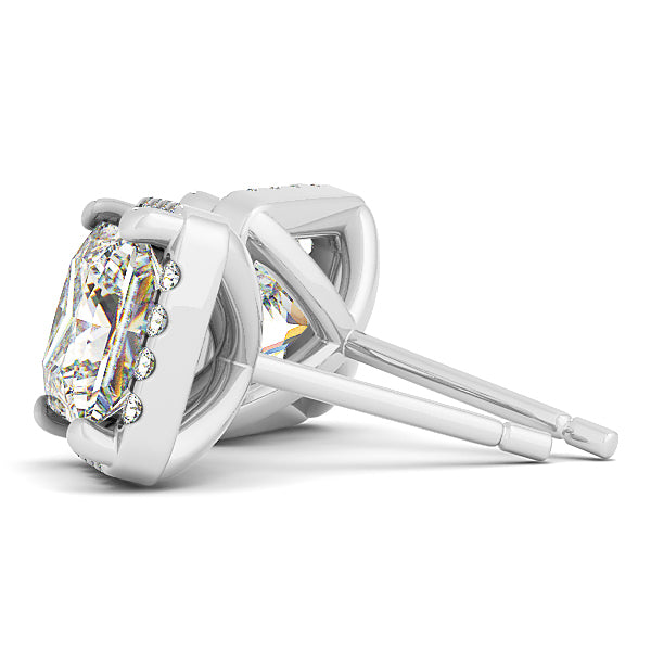 18K White Gold Diamond Halo Stud Earrings