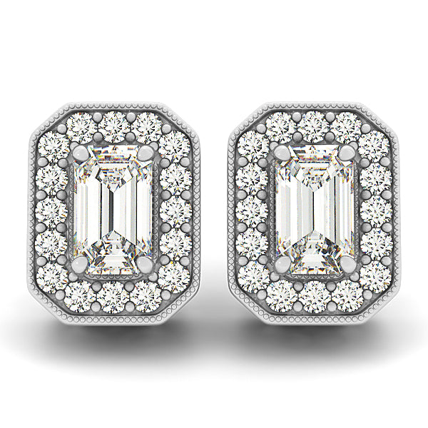 14K White Gold Diamond Halo Earrings