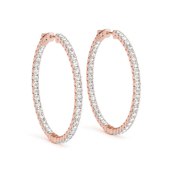 Rose Gold 1/3 CT Diamond Inside Out Hoop Earrings