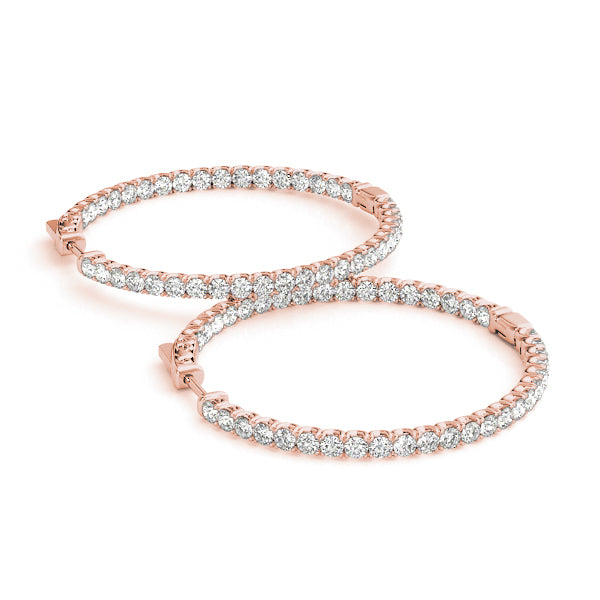 Rose Gold 1/3 CT Diamond Inside Out Hoop Earrings