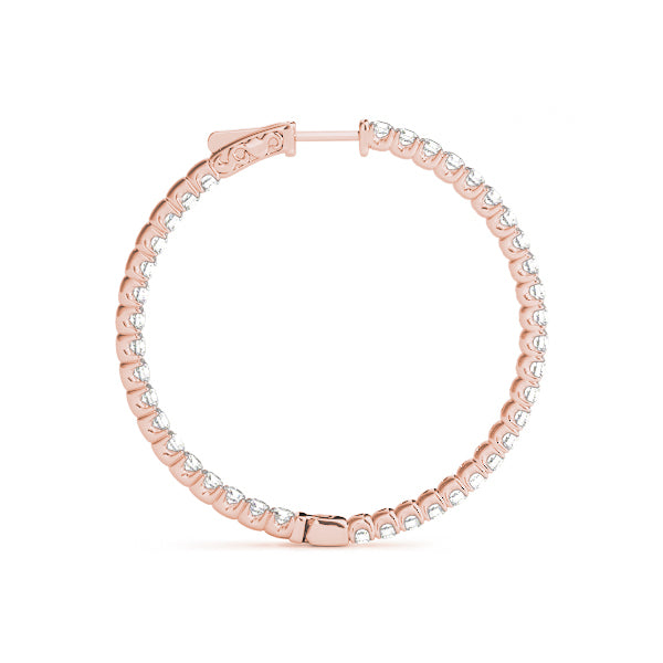 Rose Gold 1/3 CT Diamond Inside Out Hoop Earrings
