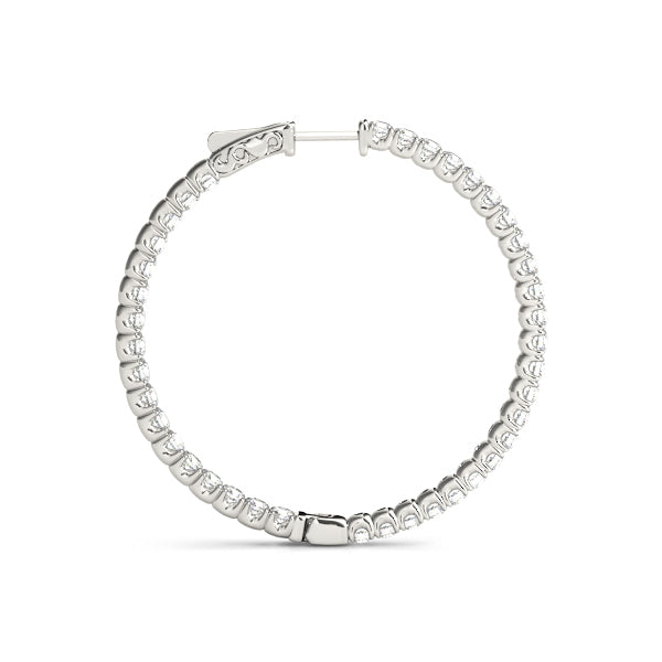 Platinum Diamond Inside Out Hoop Earrings 1/3 CT
