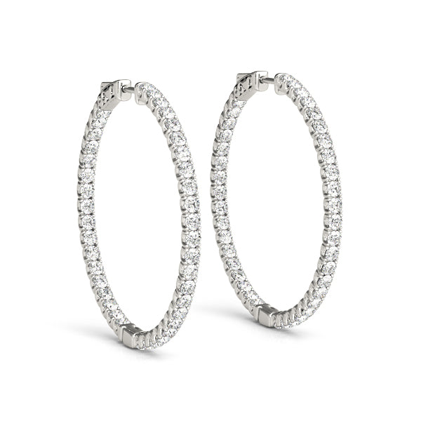 White Gold 1/3 ct Diamond Inside Out Hoop Earrings