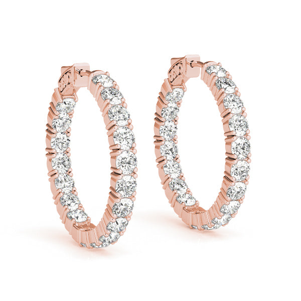 Rose Gold Diamond Inside Out Hoop Earrings - 1.875 ctw