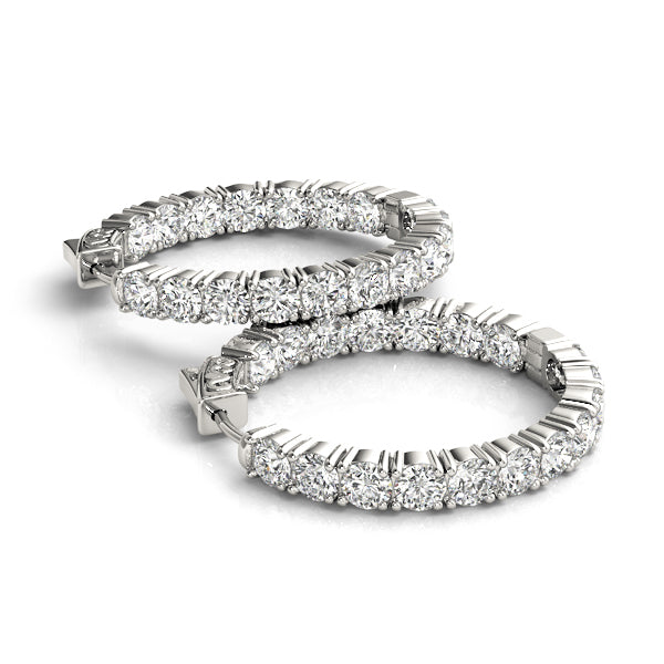 White Gold 1.80 ctw Round Diamond Inside Out Hoops