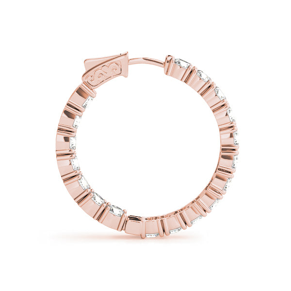 18K Rose Gold Diamond Inside Out Hoop Earrings