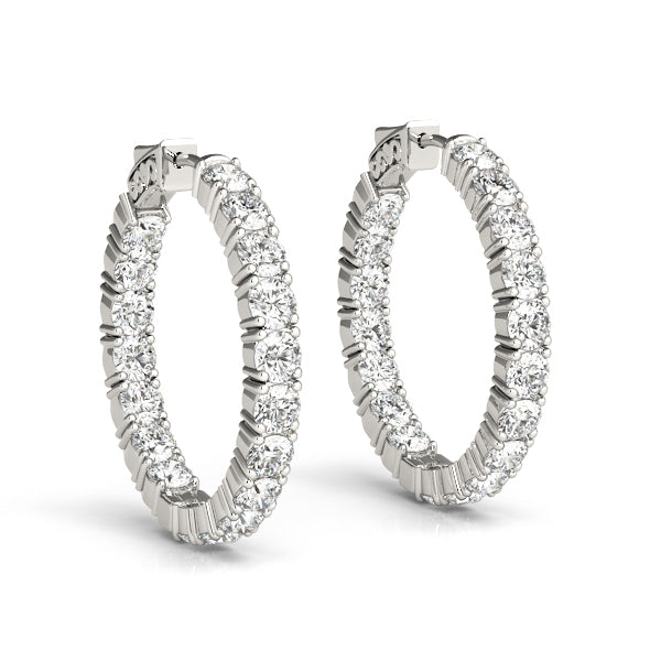 Platinum Diamond Inside Out Hoop Earrings 1.8 ctw