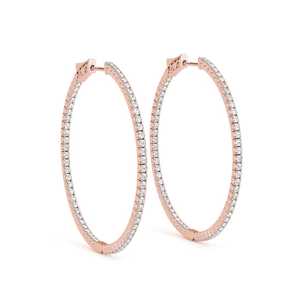 Rose Gold Diamond Inside Out Hoop Earrings 1/5 ctw