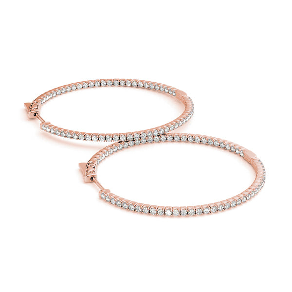 Rose Gold Diamond Inside Out Hoop Earrings 1/5 ctw