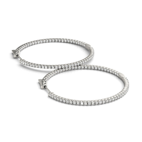 18K White Gold 0.20ctw Diamond Inside Out Hoops