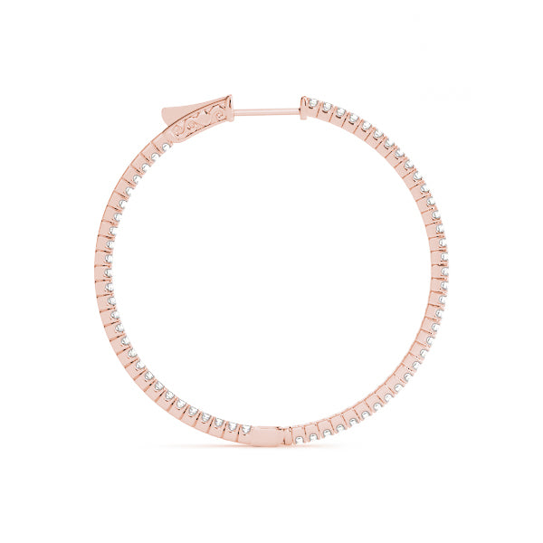 Rose Gold Diamond Inside Out Hoop Earrings 1/5 ctw
