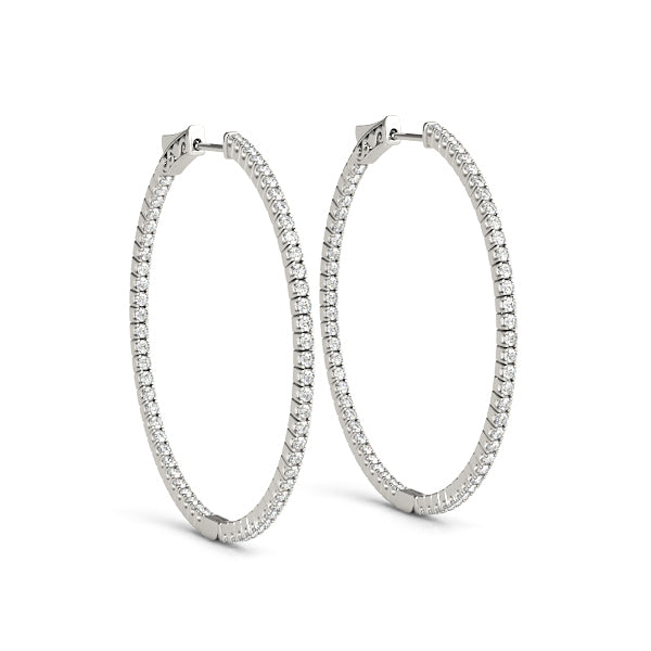 18K White Gold 0.20ctw Diamond Inside Out Hoops