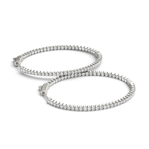 Platinum White Diamond Inside Out Hoop Earrings