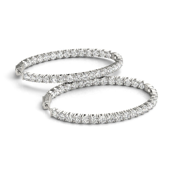 Platinum Diamond Inside Out Hoop Earrings - 1 ctw