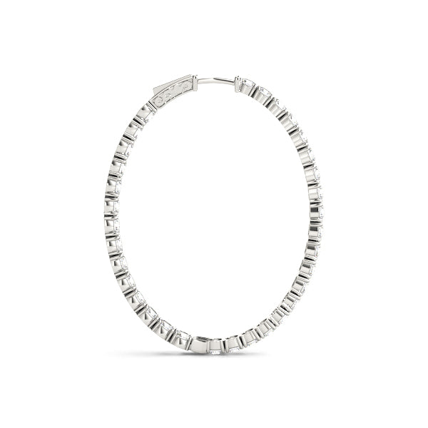 Platinum Diamond Inside Out Hoop Earrings - 1 ctw