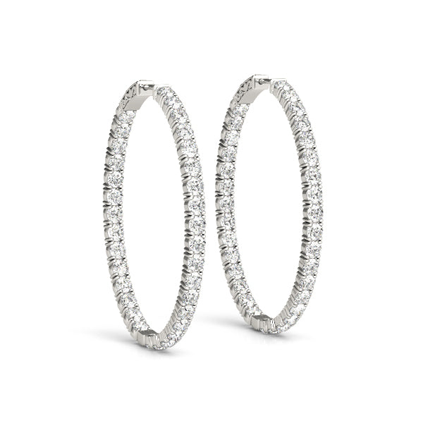 Platinum Diamond Inside Out Hoop Earrings - 1 ctw