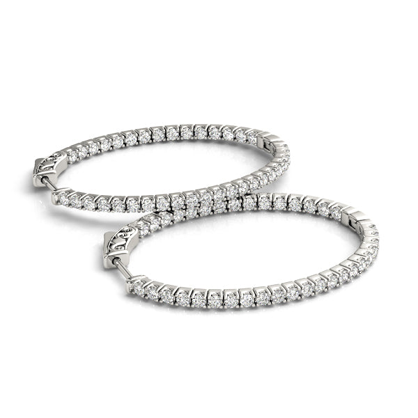 White Gold 3/8 ct Diamond Inside Out Hoop Earrings