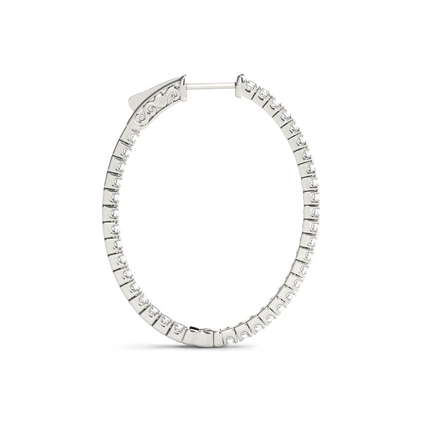 Platinum Diamond Inside Out Hoop Earrings - 3/8 ctw