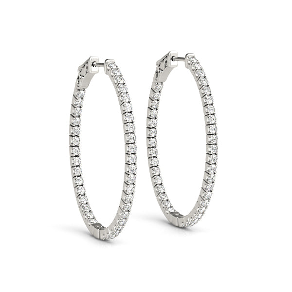 White Gold 3/8 ct Diamond Inside Out Hoop Earrings