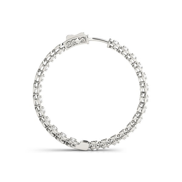 Platinum Inside Out Diamond Hoop Earrings - 0.21 ctw