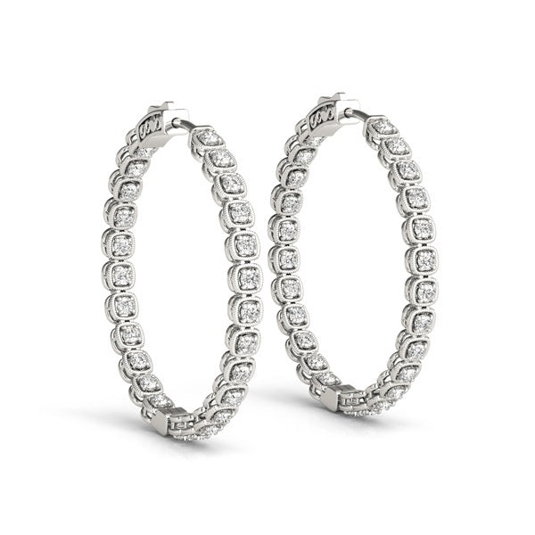 Platinum Inside Out Diamond Hoop Earrings - 0.21 ctw