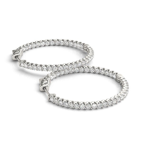 Platinum Diamond Inside Out Hoop Earrings - 0.25 ctw