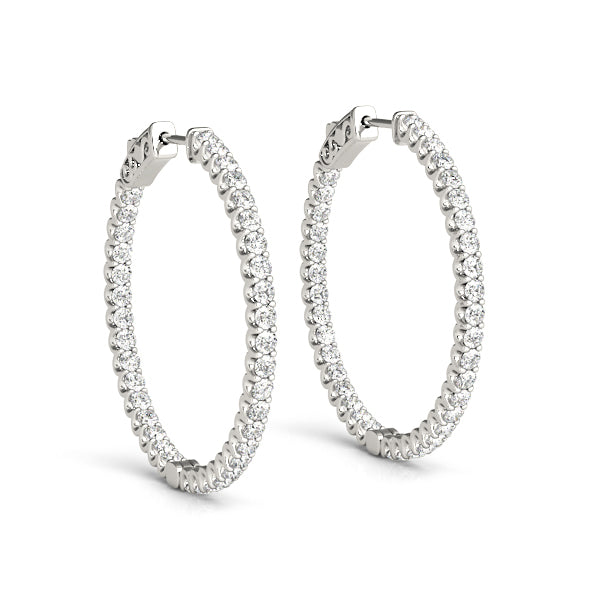 Platinum Diamond Inside Out Hoop Earrings - 0.25 ctw