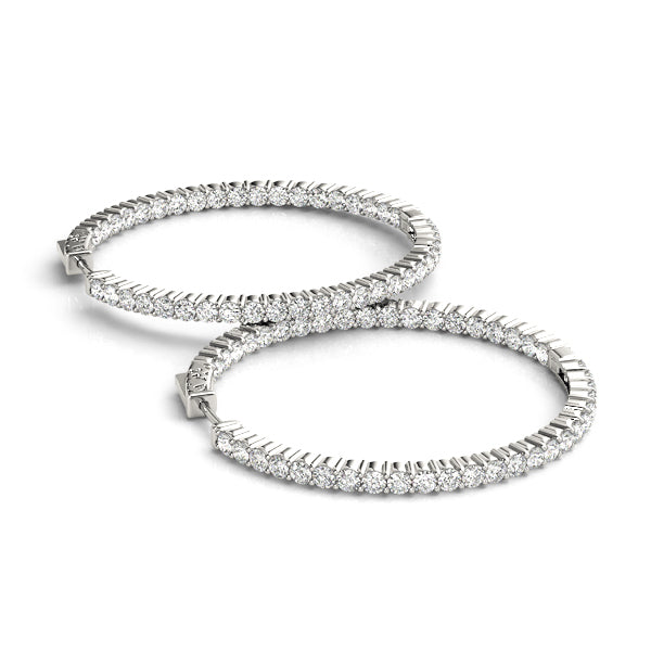 Platinum Diamond Inside Out Hoop Earrings 1/2 ctw