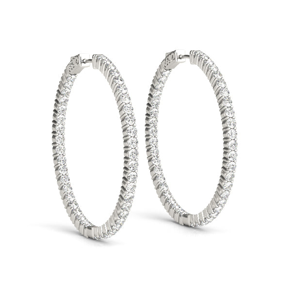White Gold Diamond Inside Out Hoop Earrings 1/2 CT