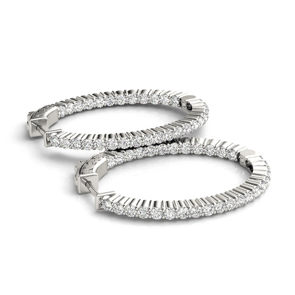 Platinum White Diamond Inside Out Hoop Earrings