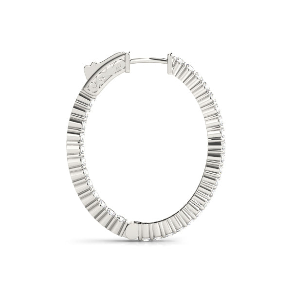 Platinum White Diamond Inside Out Hoop Earrings