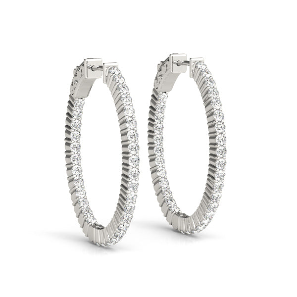Platinum White Diamond Inside Out Hoop Earrings