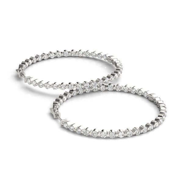 Platinum White Diamond Inside Out Hoop Earrings