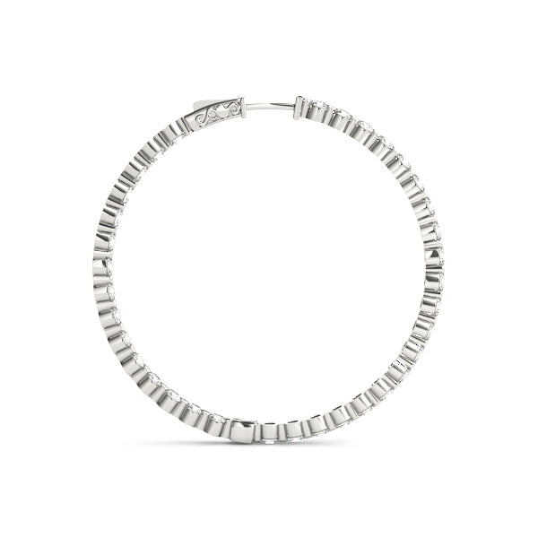 Platinum White Diamond Inside Out Hoop Earrings