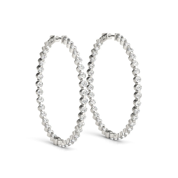 Platinum White Diamond Inside Out Hoop Earrings