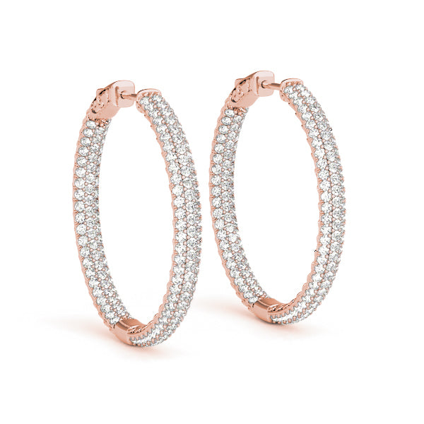 Rose Gold Diamond Inside Out Hoop Earrings